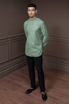 Buy Varun Chakkilam Green Cotton Thread Work Autumn Speckle Shirt at Aza Fashions Buy_Varun Chakkilam_Green Cotton Thread Work Autumn Speckle Shirt _at_Aza_Fashions