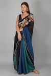 Buy_Devyani Mehrotra_Multi Color Chanderi Applique Embroidered Saree_at_Aza_Fashions