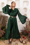 Buy House Of Fett Emerald Green Satin Cowl Co-ord Set at Aza Fashions Buy_House Of Fett_Emerald Green Satin Cowl Co-ord Set _at_Aza_Fashions