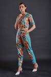 Buy_Fuga_Green Cotton Embroidery Coral Reef Cropped Blazer And Straight Pant Set _at_Aza_Fashions