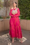 Buy Soniya G Fuchsia Handloom Cotton Embroidery, Sequins Round Geometric Pattern Anarkali at Aza Fashions Buy_Soniya G_Fuchsia Handloom Cotton Embroidery, Sequins Round Geometric Pattern Anarkali _at_Aza_Fashions