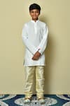 Buy_Arihant Rai Sinha_White Cotton Checkered Kurta And Beige Churidar Set _at_Aza_Fashions