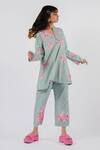 Buy_Tussah By Siddhi Shah_Green Cotton Round Neck Floral Print Tunic And Pant Set _at_Aza_Fashions