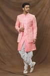 Buy_Arihant Rai Sinha_Pink Jaquard Woven Floral Layered Sherwani Set _at_Aza_Fashions