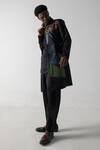 Buy_Jatin Malik_Black Modal, Rayon Embroidery Sleeveless Hand-painted Jacket _at_Aza_Fashions