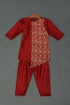Buy Maaikid Red Modal, Cotton, Silk Ajrakh Print Kurta And Pyjama Set at Aza Fashions Buy_Maaikid_Red Modal, Cotton, Silk Ajrakh Print Kurta And Pyjama Set _at_Aza_Fashions
