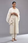 Buy_KORA_Off White Kurta And Dupatta  Cotton Chanderi Straight Pant Set  _at_Aza_Fashions