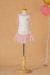 Buy_Darleen Kids Couture_White Net, Taffeta Embroidery Peony Strappy Dress _at_Aza_Fashions
