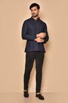 Buy_Aryavir Malhotra_Blue Cotton Stripe Pattern Straight Short Kurta For Men_at_Aza_Fashions