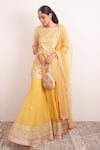 Buy_FOREVER NOOR_Yellow Embroidery Tahira Pear Shaped Bag _at_Aza_Fashions