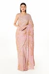 Buy_Rabani & Rakha_Pink Georgette Sequins, Cut Work Zaynab Paisley Embroidered Saree With Blouse _at_Aza_Fashions