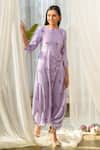 Buy_Pasha India_Purple Linen Printed Floral Round Jumpsuit _at_Aza_Fashions