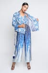 Buy_Anmol Kakad_White Linen Geometric Jacket Jumpsuit And Floral Pattern Blazer Set  _at_Aza_Fashions