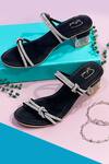 Buy_Soleart_Black Hand Embroidered - Beads And Glass Star Gazer Jewelled Strap Block Heels _at_Aza_Fashions