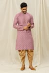 Buy_Arihant Rai Sinha_Pink Handloom Cotton Digital Print Kurta _at_Aza_Fashions