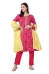 Buy_Shetab Kazmi_Pink Modal Satin Floral, Gota Patti Round Neck Tulip Print Kurta Set _at_Aza_Fashions