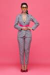 Buy_Raasa_Green Crepe Tulip Print Notched Lapel Collar Blazer And Pant Set _at_Aza_Fashions