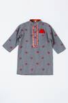 Buy_Shruti Jalan_Grey Cotton Embroidery Anchor Kurta  _at_Aza_Fashions