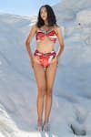 Buy_Tizzi_Red Wonder Fabric 80% Printed Floral Sweetheart Twisted Bikini Set  _at_Aza_Fashions