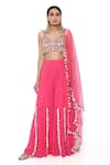 Buy_Payal Singhal_Pink Georgette Embroidery Mukaish And Sequin Scoop Sleeveless Choli Sharara Set _at_Aza_Fashions