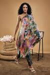 Buy_Soup By Sougat Paul_Multi Color Silk One Shoulder Tropical Twilight Print Kurta And Pant Set _at_Aza_Fashions