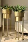 Buy Mason Home Gold Iron Brooklyn Fluted Planter - Set Of 2 at Aza Fashions Buy_Mason Home_Gold Iron Brooklyn Fluted Planter - Set Of 2_at_Aza_Fashions