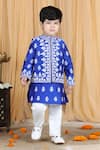 Buy_The little celebs_Blue Silk, Satin Embroidery Electric Kurta Set _at_Aza_Fashions