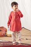 Buy Vivedkids Red Cotton Mirrors Embroidered Kurta Set at Aza Fashions Buy_Vivedkids_Red Cotton Mirrors Embroidered Kurta Set _at_Aza_Fashions