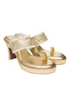 Buy_Kkarma_Gold Silk Katriv Embroidered Platform Block Heels_at_Aza_Fashions