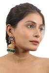 Buy_Riana Jewellery_Green Jadtar Stone Embellished Jhumkas _at_Aza_Fashions