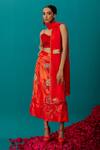Buy_Latha Puttanna_Orange Mashru Silk Embroidered Floral Rose Skirt _at_Aza_Fashions