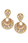 Shop Just Shradhas Gold Plated Diamonds, Pearls Kundan Chandbali Earrings at Aza Fashions Shop_Just Shradhas_Gold Plated Diamonds, Pearls Kundan Chandbali Earrings _at_Aza_Fashions