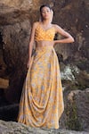 Buy_Yogita Kadam_Yellow Pure Muslin Embroidered Sequin Pearl Tube Top And Skirt Set _at_Aza_Fashions