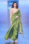 Buy_PUNIT BALANA_Green Organza Silk Embroidery Marodi Scoop Neck Work Saree With Blouse_at_Aza_Fashions