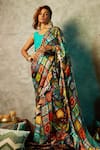 Buy_Esha L Amin_Multi Color Modal Satin Printed Tile Saree _at_Aza_Fashions