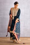 Buy_Torani_Blue Silk Velvet Print And Shabnami Makhmal Paakizah Phiran Kurta Set  _at_Aza_Fashions