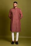 Buy_Chatenya Mittal_Maroon Cotton Silk Pintuck Kurta Set _at_Aza_Fashions