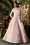 Buy_Sahil Kochhar_Purple Organza Net Embroidery Bead Round Lilac Gown With Sheer Yoke _at_Aza_Fashions