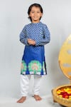 Buy Vivedkids Blue Crepe, Cotton Floral Print Kurta Set at Aza Fashions Buy_Vivedkids_Blue Crepe, Cotton Floral Print Kurta Set _at_Aza_Fashions