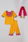 Buy_Byb Premium_Yellow Cotton, Silk, Chiffon Pom-poms, Embroidery, Tassels Kurta Salwar Set _at_Aza_Fashions