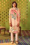 Buy_Siddhartha Bansal_Ivory Suede Velvet Printed Royal Paisley Sb Signature Sherwani Set  _at_Aza_Fashions