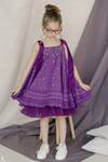Buy_Swati Golyan_Purple Cotton Embroidery Sequins Frill Dress  _at_Aza_Fashions