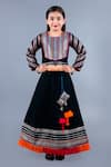 Shining Kanika_Black Velvet Embellished Linear Pleated And Border Lehenga Set_Online_at_Aza_Fashions