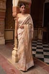 Buy_Priyanka Raajiv_Ivory Moonga Silk Woven Brocade Floral Gold Jaal And Aishwarya Saree  _at_Aza_Fashions