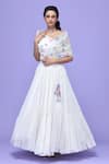 Buy_Raasa_Ivory Lehenga Georgette, Top Organza Gyan Embellished Draped And Tiered Set _at_Aza_Fashions