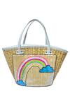 Buy_Gin & Tonic_Beige Bead And Sequin Rainbow Embellished Beach Bag _at_Aza_Fashions