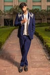 Buy_Soniya G_Blue Italian Crepe Embellished Tuxedo Pant Set_at_Aza_Fashions
