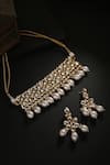 Buy_Minaki_White Pearls Embellished Choker Set _at_Aza_Fashions