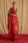 Buy_Paaprika_Green Kanjivaram Silk Handwoven Animal Pure Kalakshetra Saree _at_Aza_Fashions