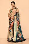 Buy_Naintara Bajaj_Multi Color Geometric Digital Print Saree _at_Aza_Fashions